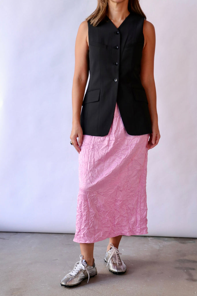 Tibi Recycled Tropical Wool Vest With Blousant Back in Black Bottoms Tibi 