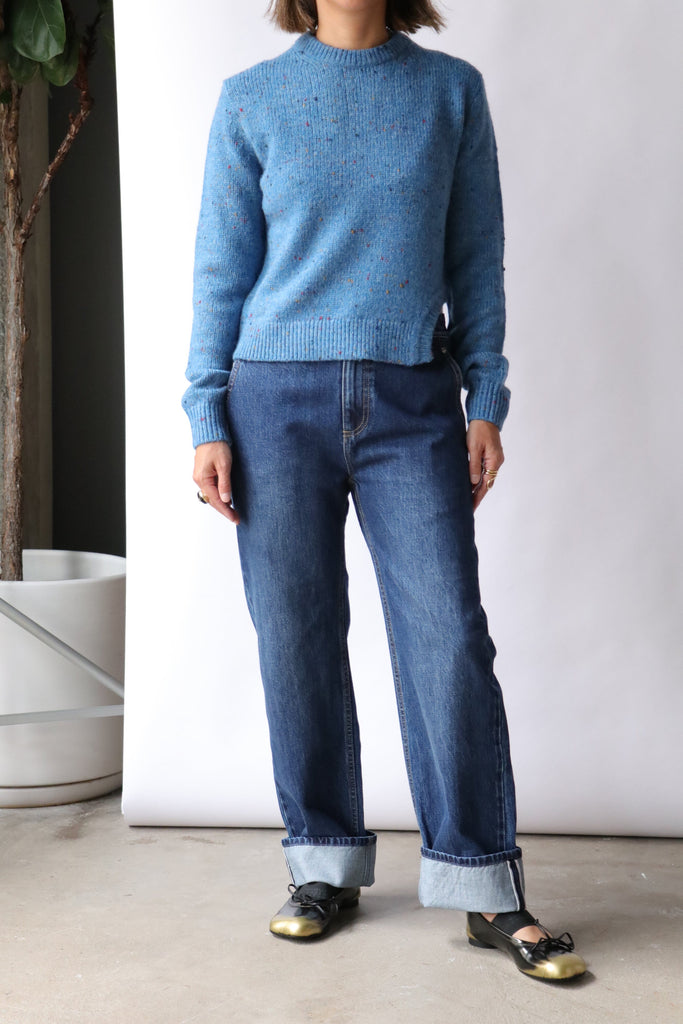 Tibi Selvage Denim Alec Slouch Jean in Dark Denim Bottoms Tibi 