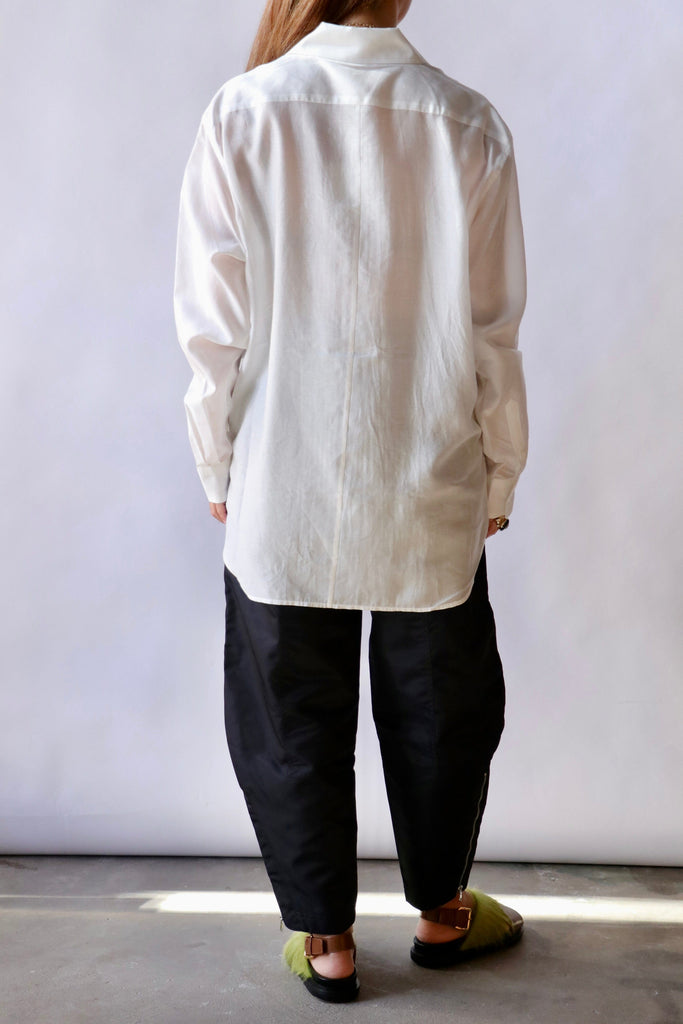Tibi Silk Voile Easy Pintucked Shirt in Ivory tops-blouses Tibi 