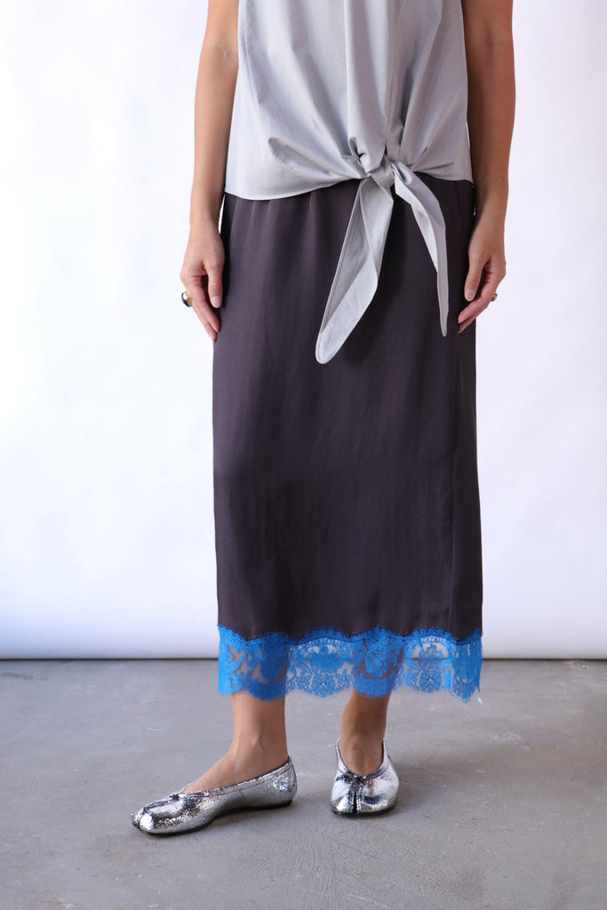 Tibi Slip Skirt in Brown Bottoms Tibi 