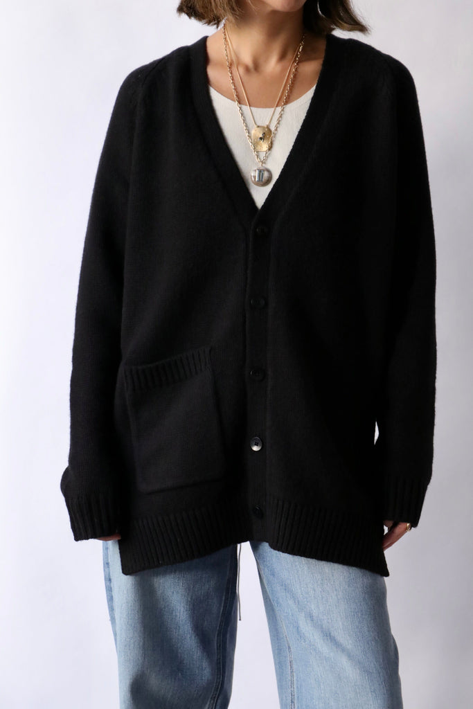 Tibi Soft Sweaters Fringed Half Cardigan in Black Knitwear Tibi 