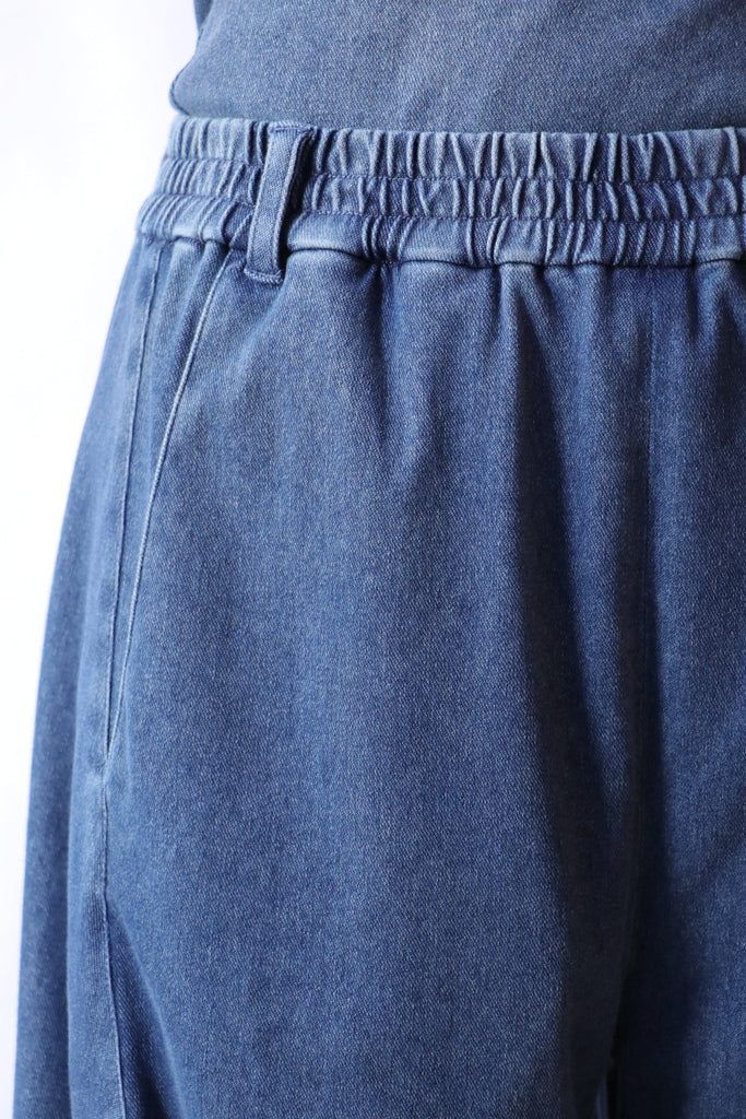 Tibi Stretch Denim Knit Winslow Pant in Classic Wash Bottoms Tibi 