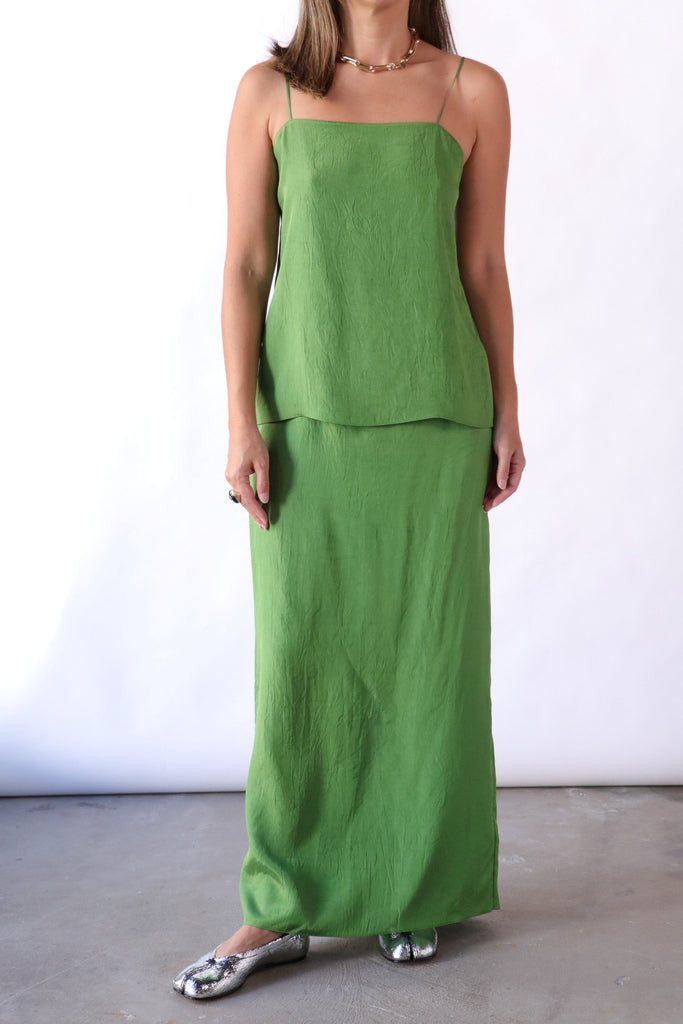 Tibi Summer Acetate Crinkle Maxi Slip Skirt Bottoms Tibi 