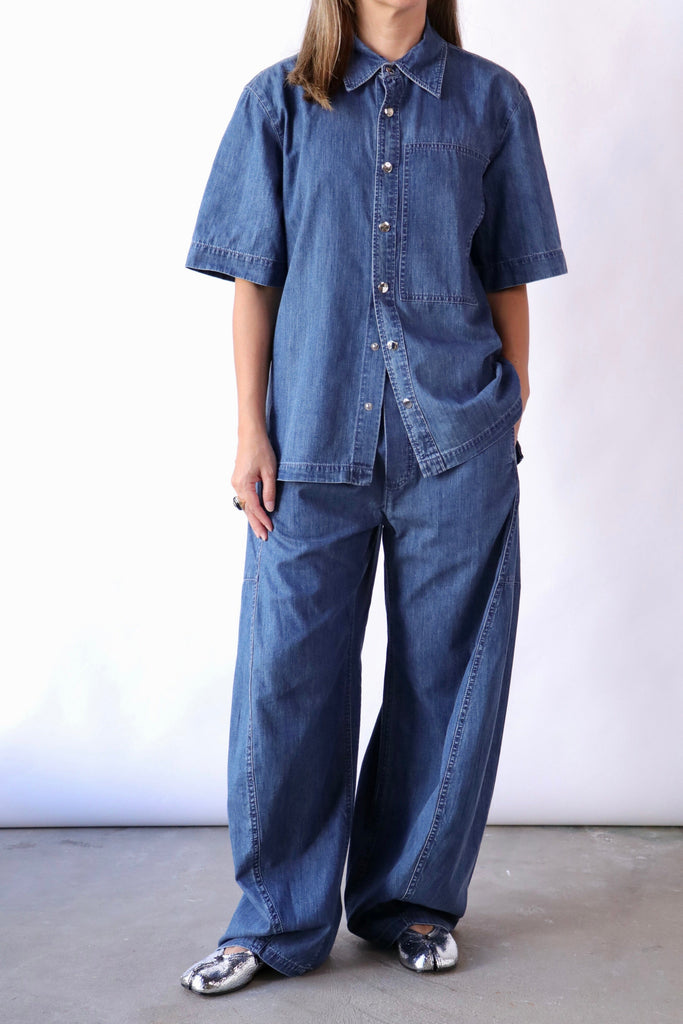 Tibi Summer Denim Classic Wash Winslow Pant Bottoms Tibi 