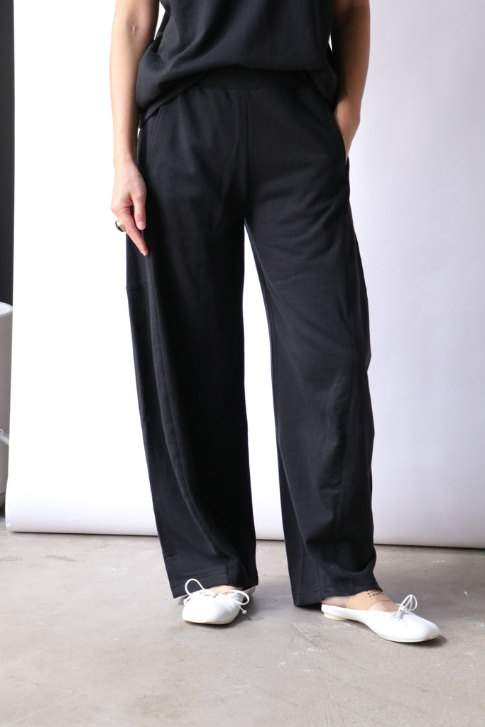 Tibi Summer Sweatshirting Winslow Pant in Black Bottoms Tibi 