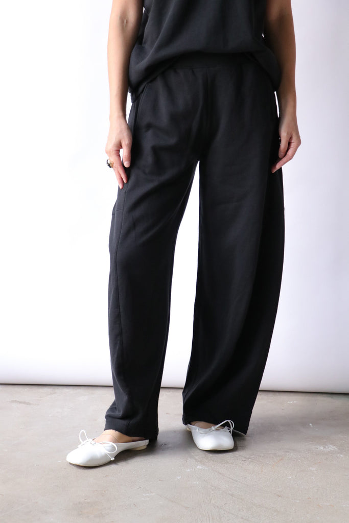 Tibi Summer Sweatshirting Winslow Pant in Black Bottoms Tibi 