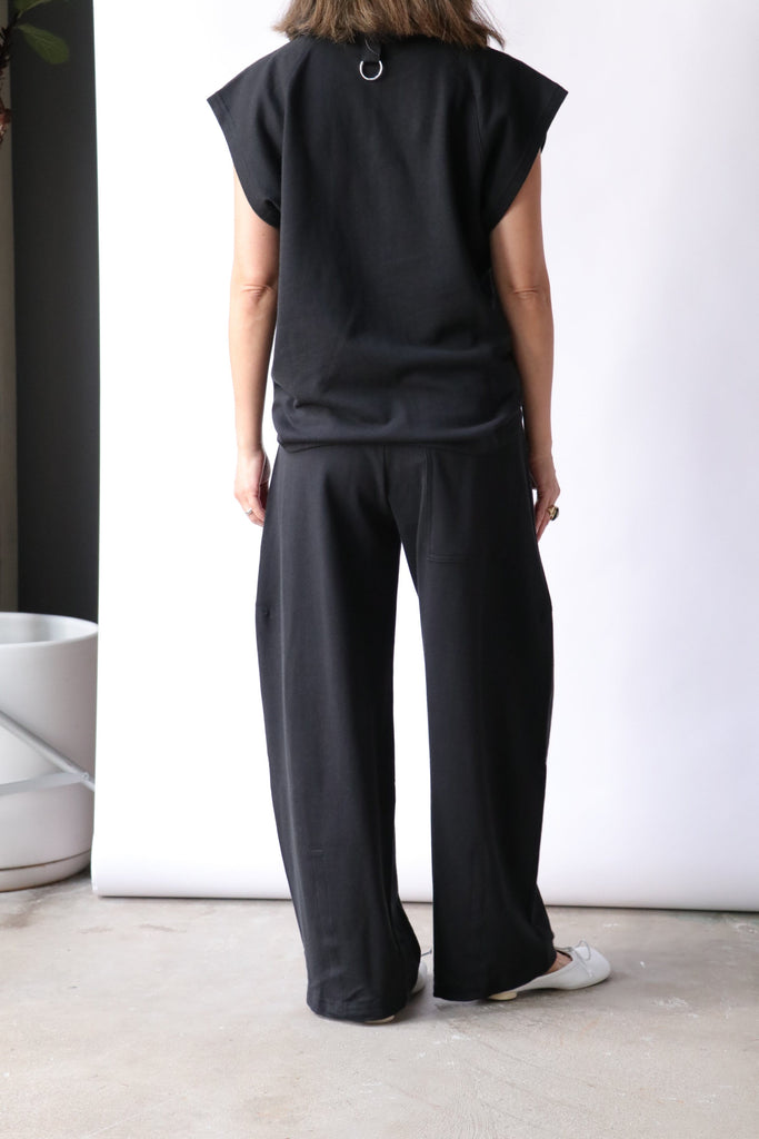 Tibi Summer Sweatshirting Winslow Pant in Black Bottoms Tibi 