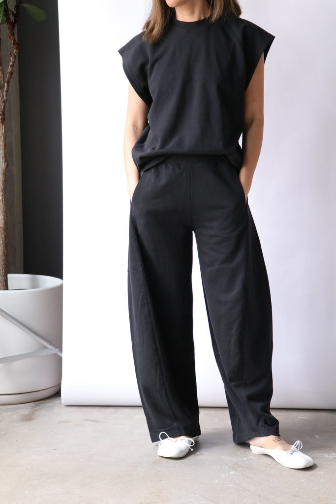 Tibi Summer Sweatshirting Winslow Pant in Black Bottoms Tibi 