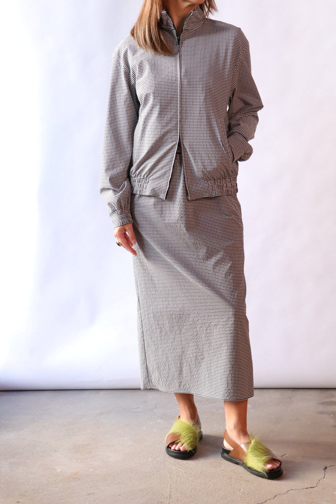 Tibi Tech Gingham Track Jacket in Black/White Gingham Outerwear Tibi 