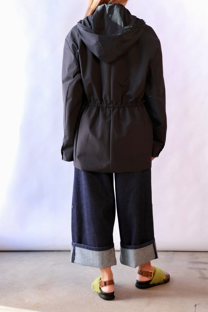 Tibi Tech Suiting Anorak Blazer With Zip Off Vest in Black Outerwear Tibi 