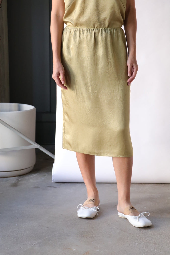 Tibi The Slip Skirt in Champagne Bottoms Tibi 