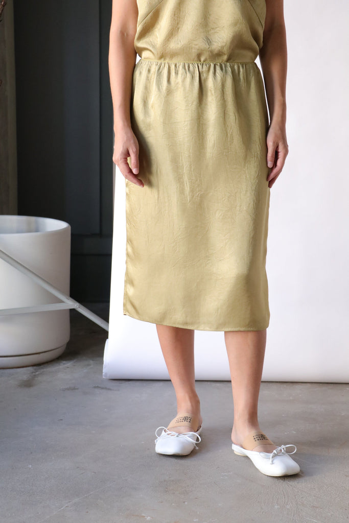 Tibi The Slip Skirt in Champagne Bottoms Tibi 