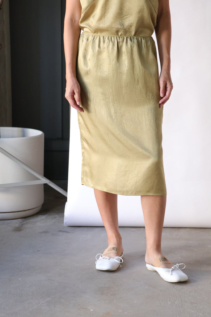 Tibi The Slip Skirt in Champagne Bottoms Tibi 