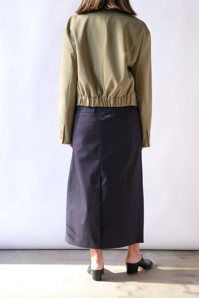 Tibi Tropical Wool Cropped Bomber Blazer in Artichoke Outerwear Tibi 