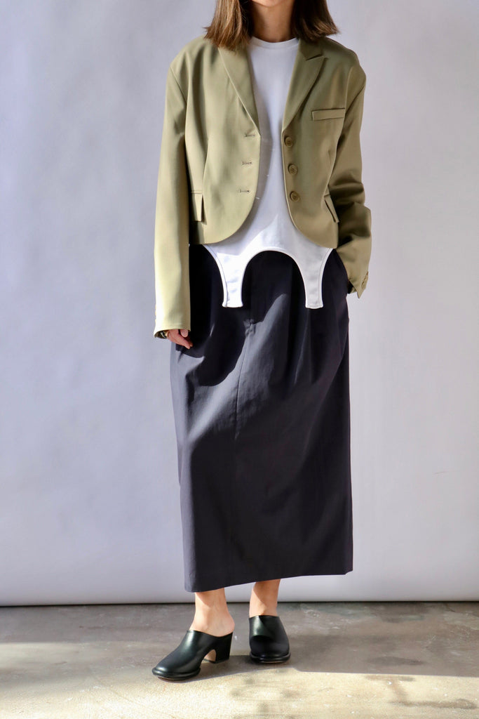 Tibi Tropical Wool Cropped Bomber Blazer in Artichoke Outerwear Tibi 