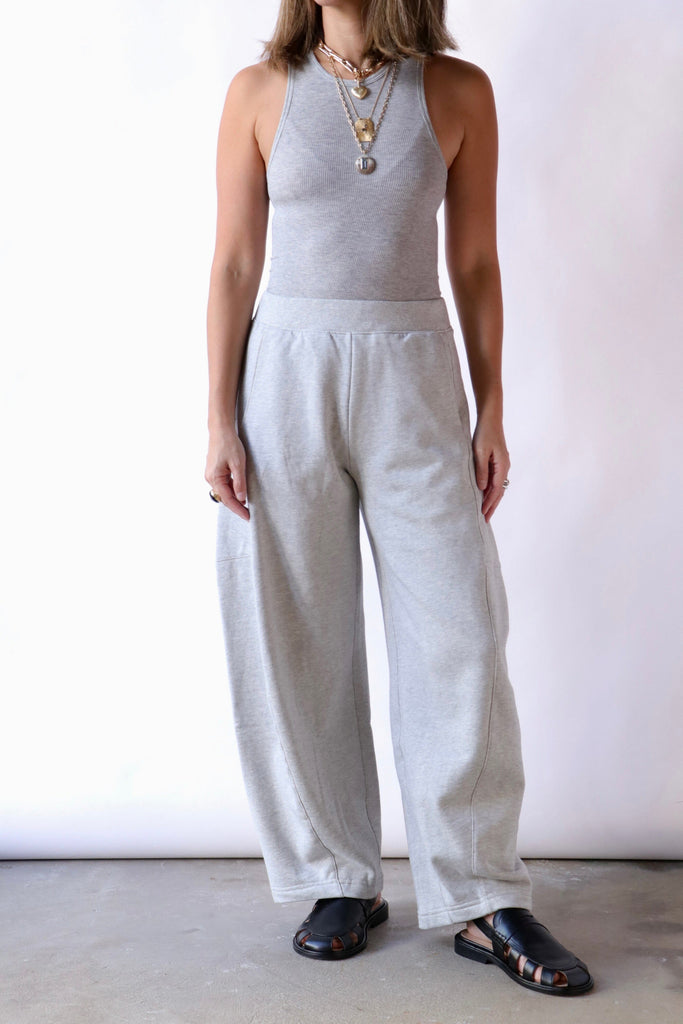 Tibi Winslow Sweatpant in Heather Grey Bottoms Tibi 