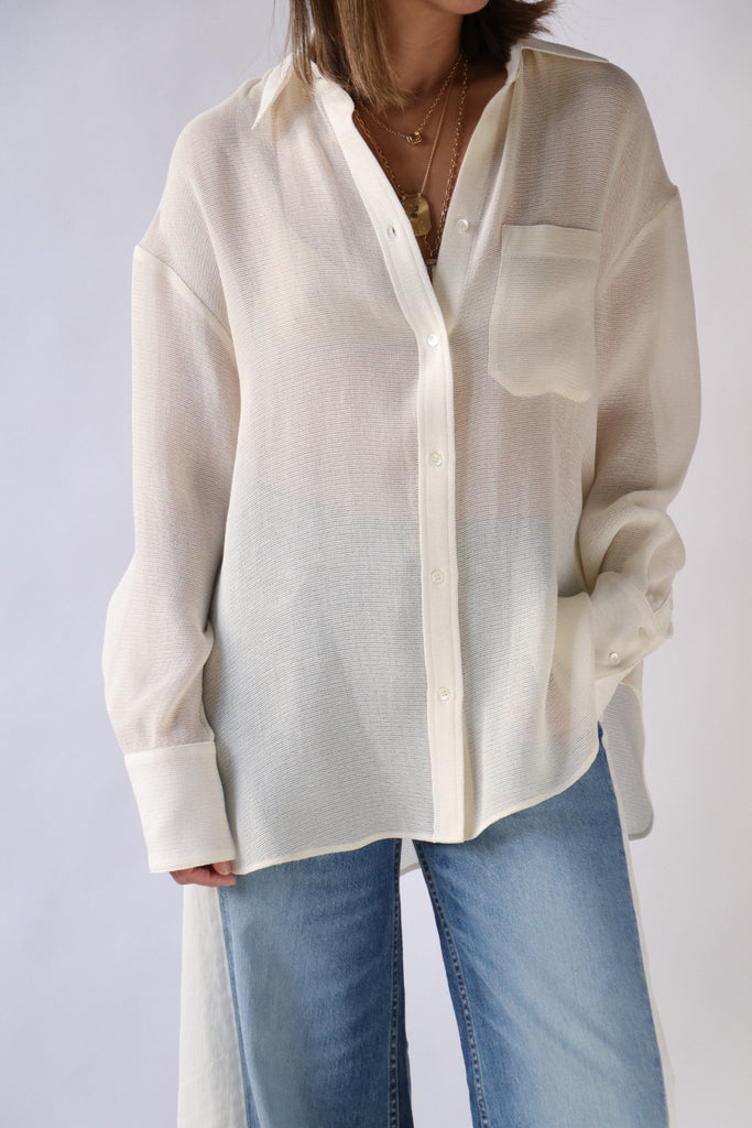 TWP Big Joe Shirt in Open Weave Silk tops-blouses TWP 