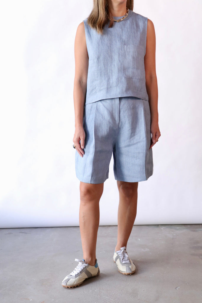 TWP Cropped Muscle Tank in Light Indigo T-Shirts & Tanks TWP 