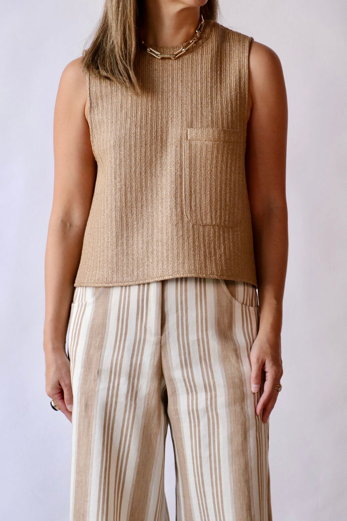 TWP Cropped Muscle Tank in Natural T-Shirts & Tanks TWP 