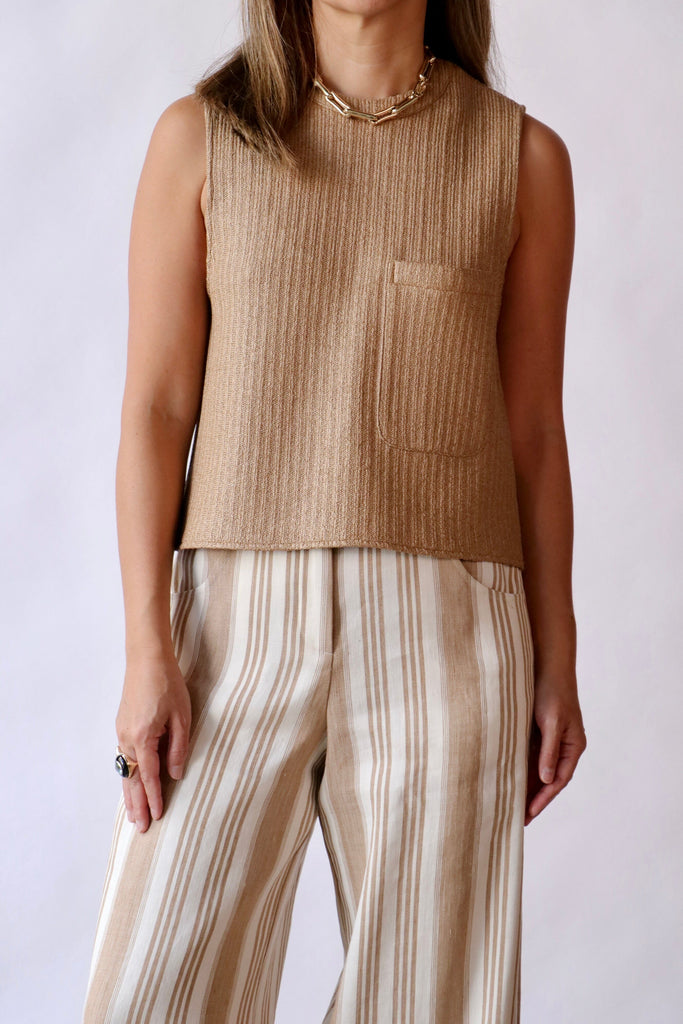 TWP Cropped Muscle Tank in Natural T-Shirts & Tanks TWP 