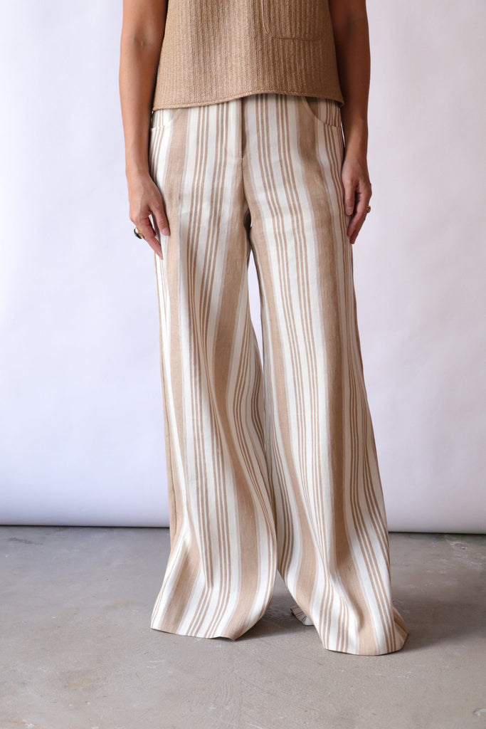 TWP Demie Trouser in Tosca Barre Linen Bottoms TWP 