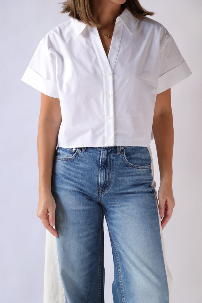 TWP Forever and Always Shirt in Cotton Shirting in White tops-blouses TWP 