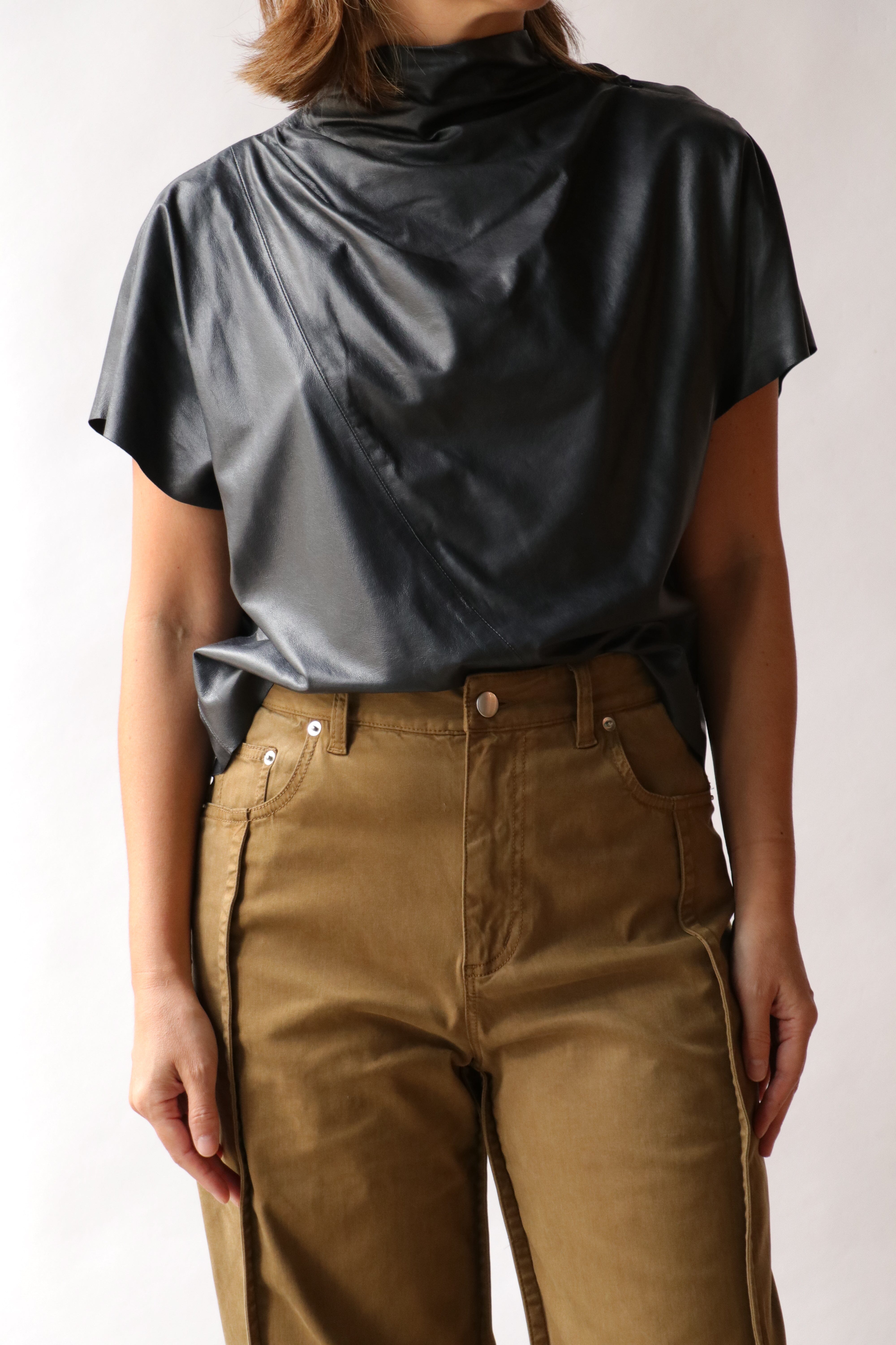 TWP Mock Neck Tee in Midnight | WE ARE ICONIC