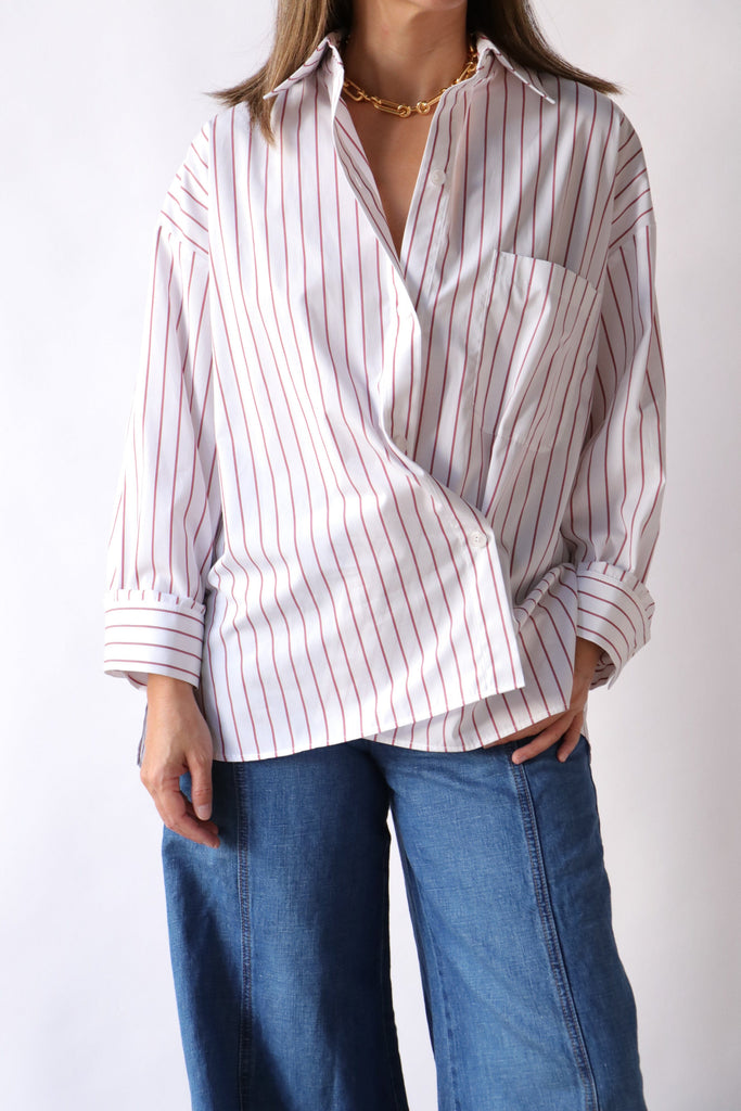 TWP New Earl Top in White/Red tops-blouses TWP 