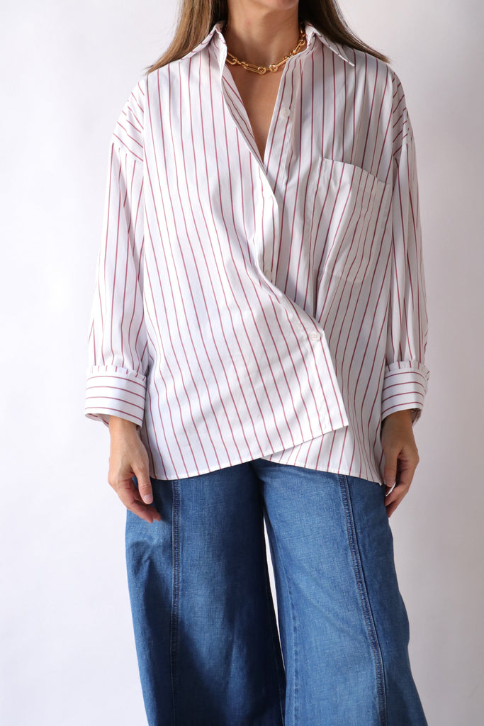 TWP New Earl Top in White/Red tops-blouses TWP 