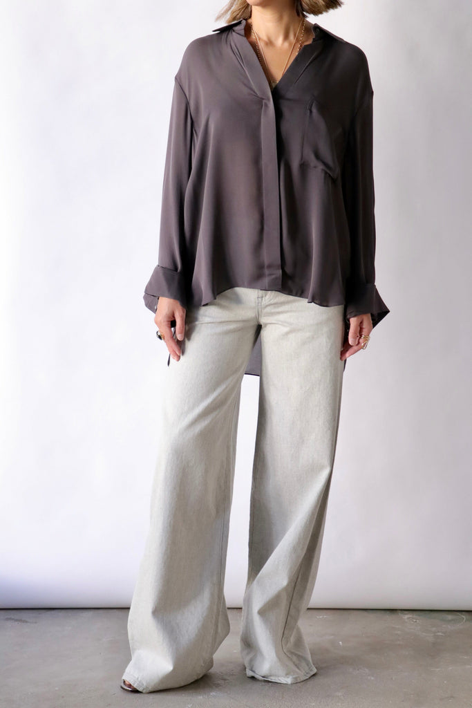 TWP New Morning After Shirt in Washed Silk Georgette Plum tops-blouses TWP 