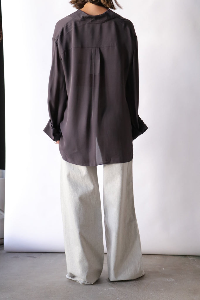 TWP New Morning After Shirt in Washed Silk Georgette Plum tops-blouses TWP 