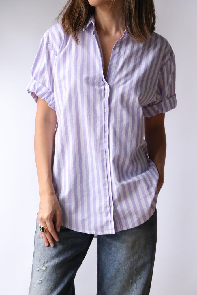 Xirena Channing Shirt in Amethyst Stripe tops-blouses Xirena 