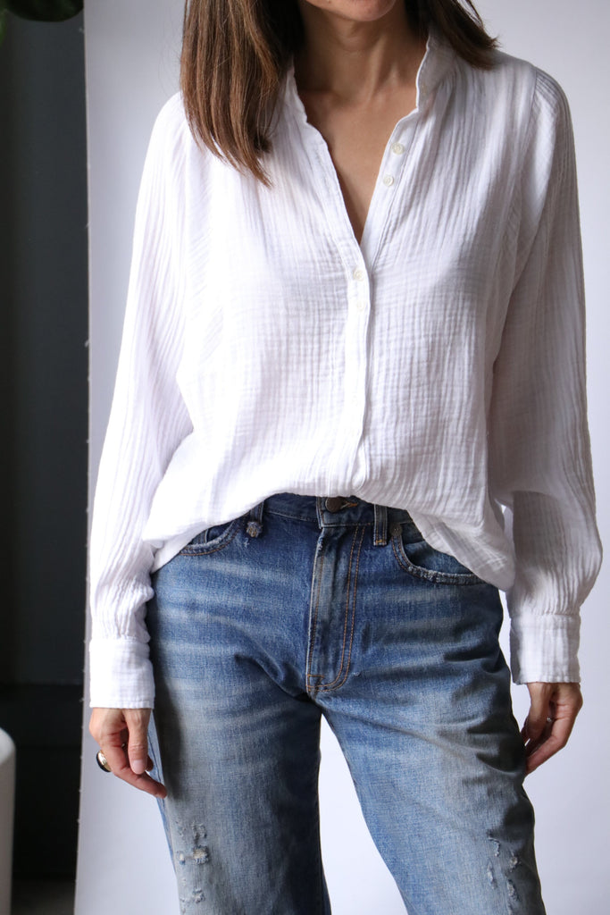 Xirena Gemma Shirt in White tops-blouses Xirena 