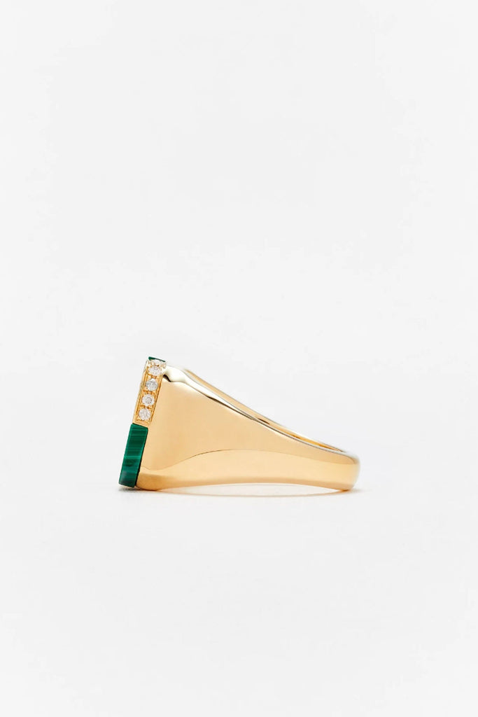 Yvonne Leon Mini Bague Damier Malachite Or Jaune Jewelry Yvonne Leon 