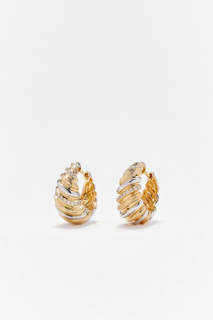 Yvonne Leon Paire De Créoles Gaufrette Diamants 2 ors Jewelry Yvonne Leon 