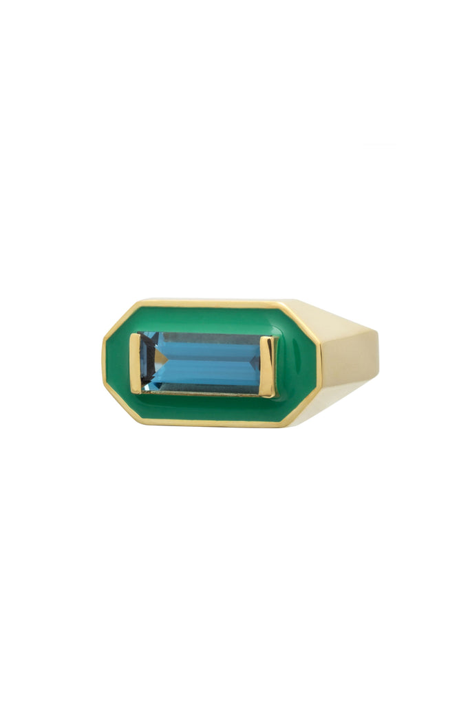 Aliita Deco Maxi Baguette Ring in Blue Topaz Jewelry Aliita 