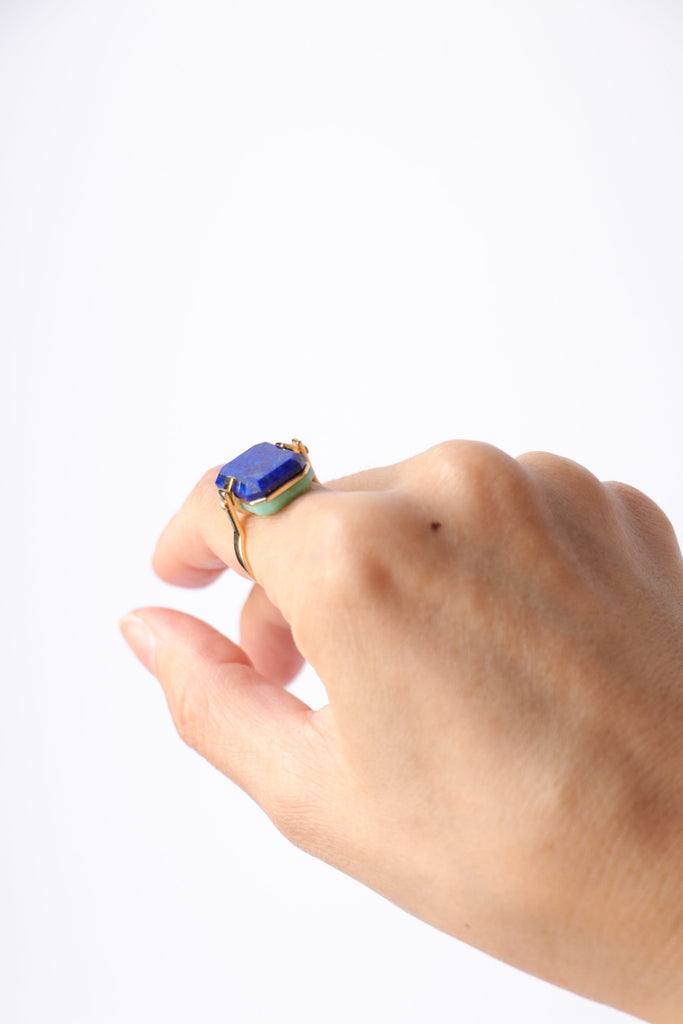 Aliita Sandwich Deco Ring in Chrysoprase + Lapis Lazuli Jewelry Aliita 