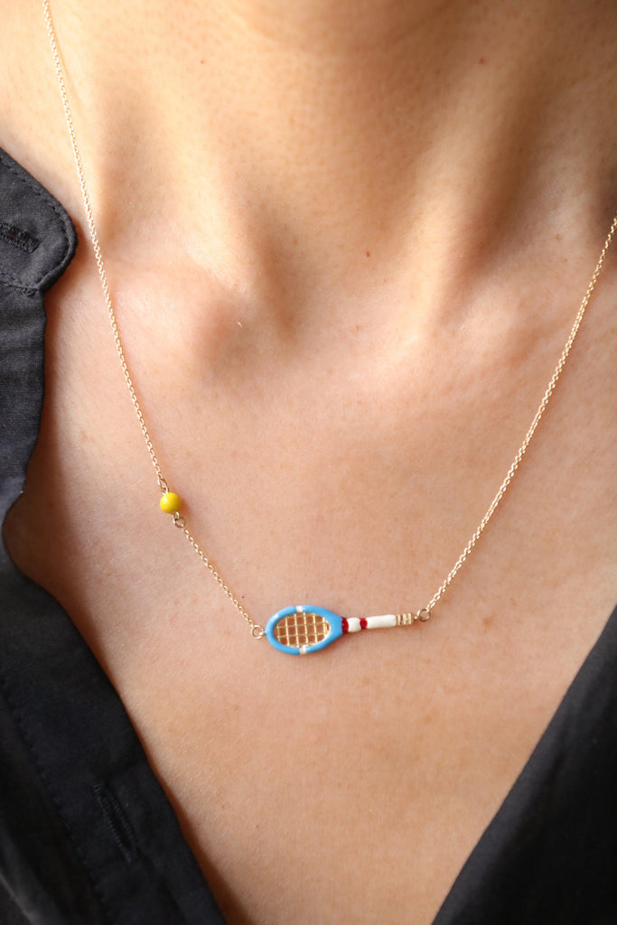 Aliita Tennis Pelota Necklace in Sky Blue + Coconut Jewelry Aliita 