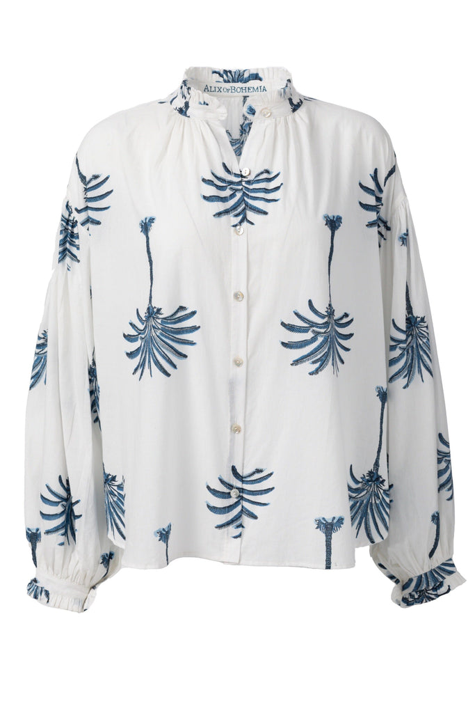 Alix of Bohemia Poet Indigo Palm Blouse tops-blouses Alix of Bohemia 
