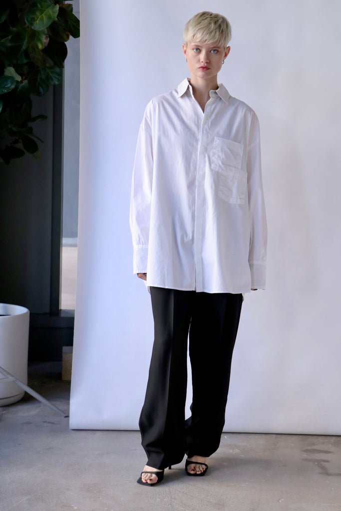 Bassike Boyfriend Shirt in White tops-blouses Bassike 