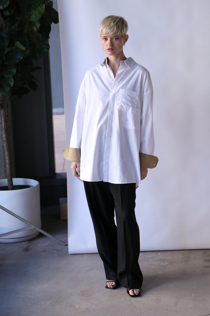Bassike Boyfriend Shirt in White tops-blouses Bassike 