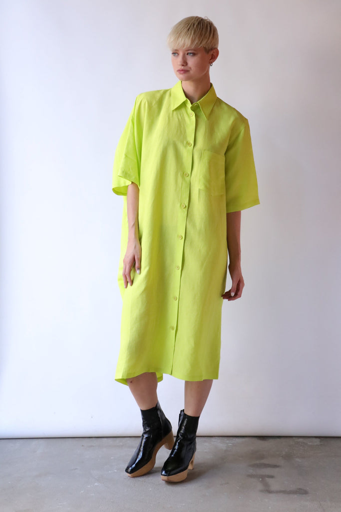 Christian Wijnants Duma Shirt Dress in Lime Dresses Christian Wijnants 