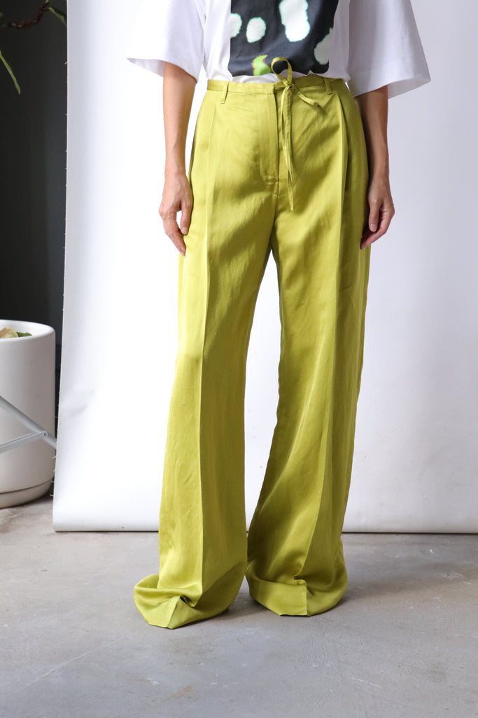 Christian Wijnants Pamir Drawstring Trousers in Anis Green Bottoms Christian Wijnants 