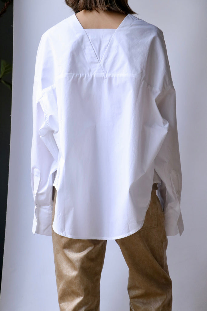 Christian Wijnants Tagrid V-neck Shirt in White tops-blouses Christian Wijnants 