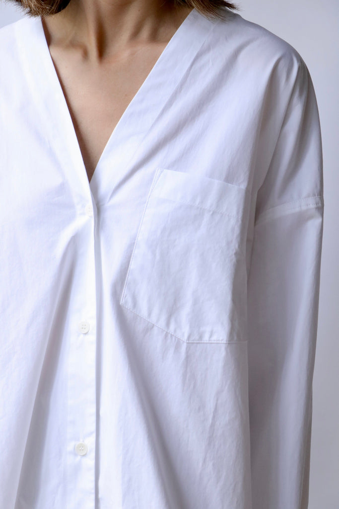 Christian Wijnants Tagrid V-neck Shirt in White tops-blouses Christian Wijnants 