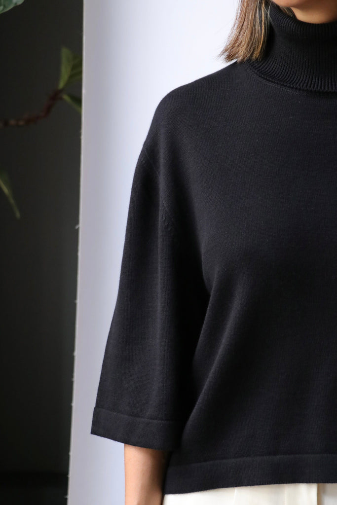 Cordera Cotton & Cashmere Turtleneck Sweater Black Knitwear Cordera 