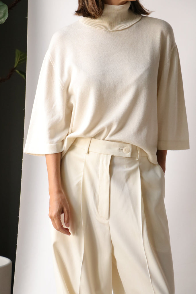 Cordera Cotton & Cashmere Turtleneck Sweater Natural Knitwear Cordera 