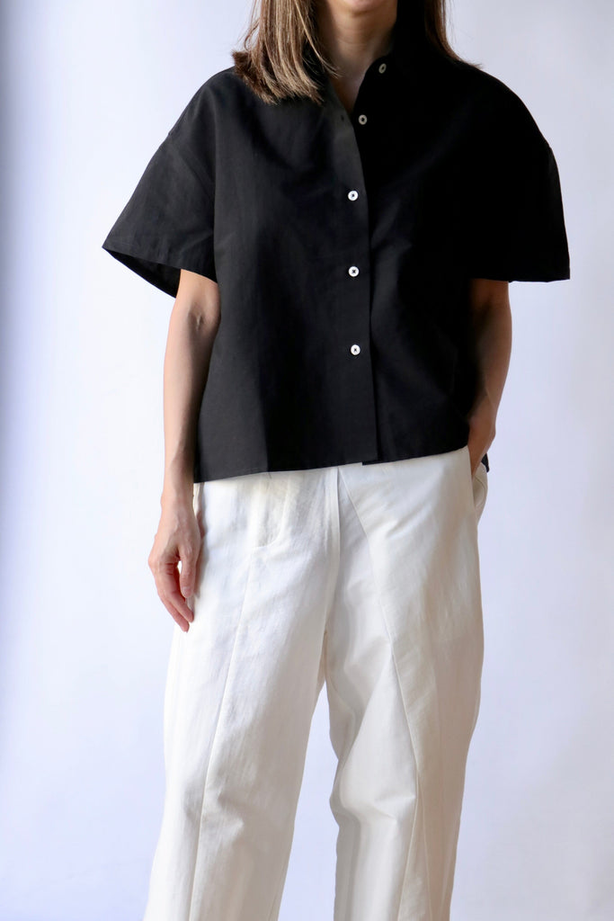 Cordera Cropped Shirt in Black tops-blouses Cordera 