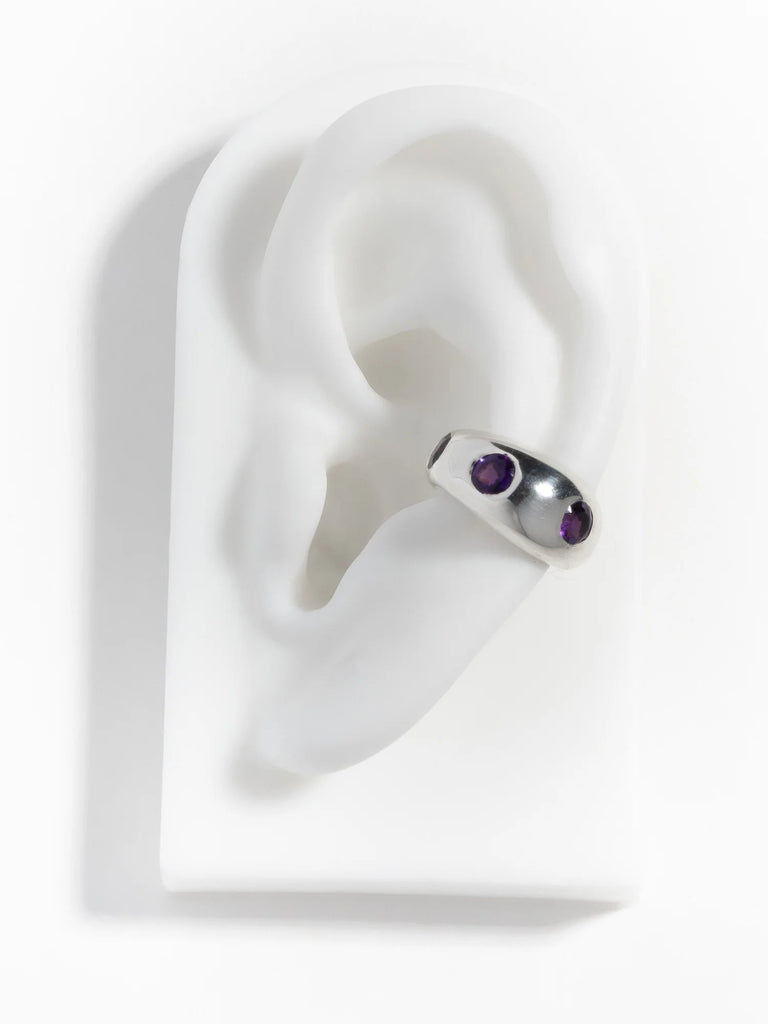 Faris Grosso Gem Ear Cuff in Silver/ Purple Amethyst Jewelry Faris 
