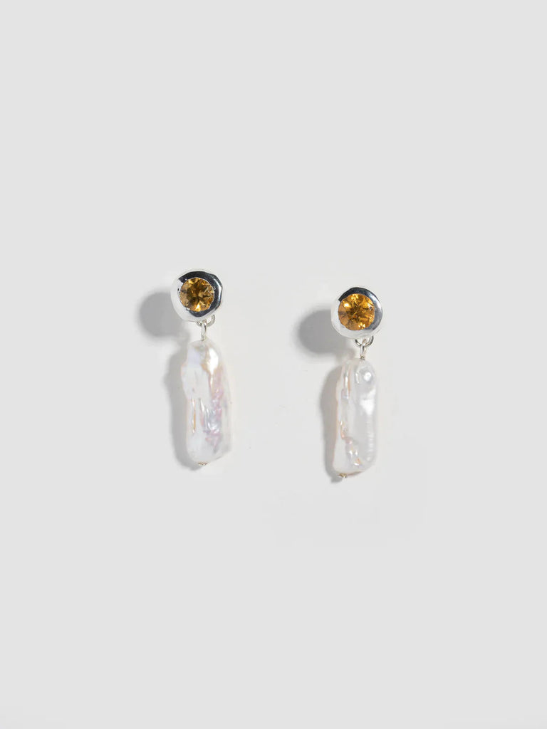 Faris Oh Drop Earrings in Silver/Citrine Jewelry Faris 